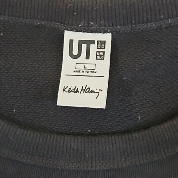 Uniqlo Keith Haring Sweatshirt Crewneck Size Large Sleeve Logo Black Long Sleeve - Picture 4 of 13
